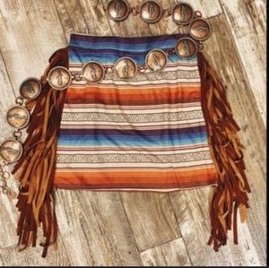 Nwt western fringe skirt